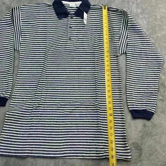 Cherokee Shirt Mens Medium Striped Polo Pull On Button Front Long Sleeve Vintage - Picture 2 of 9